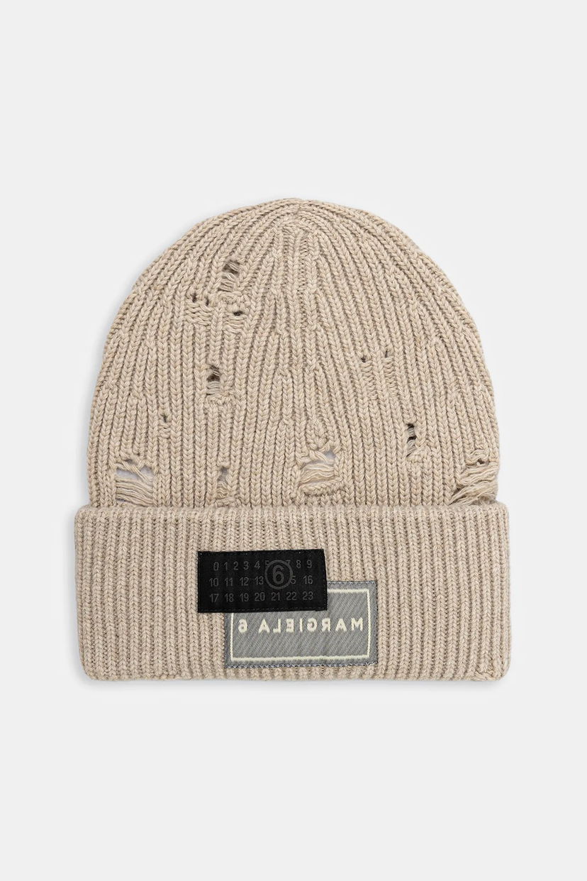 Beanie Maison Margiela MM6 Maison Margiela Distressed Knit Beanie Bež | SH0TB0001.M13138.806M
