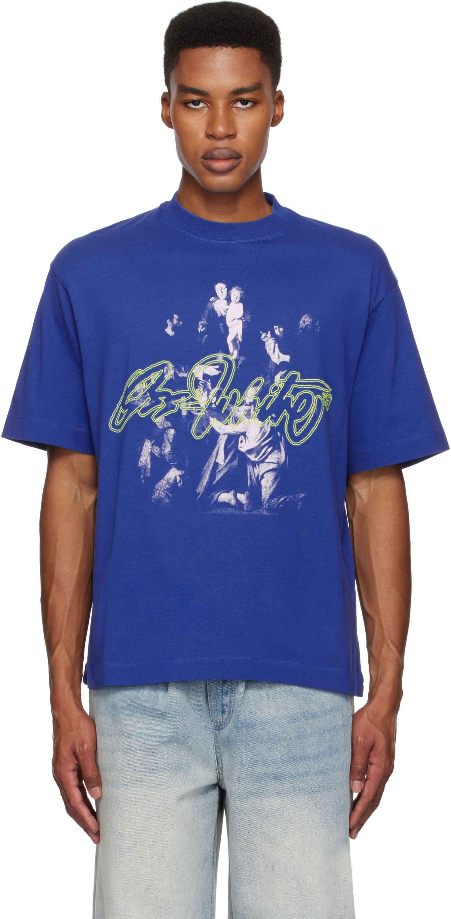 Majica Off-White Script Mary Skate T-shirt Modra | OMAA120F24JER0084584, 0