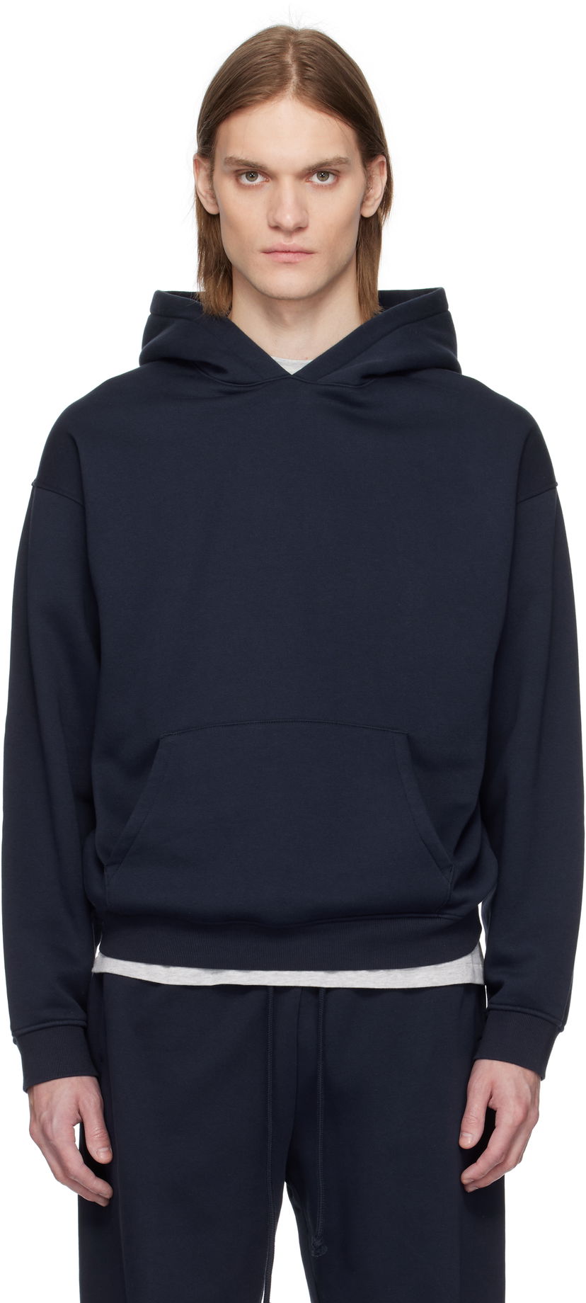 Pulover SKIMS SKIMS Fleece Relaxed Hoodie Mornarica | PL-PLO-8461M-NAVY