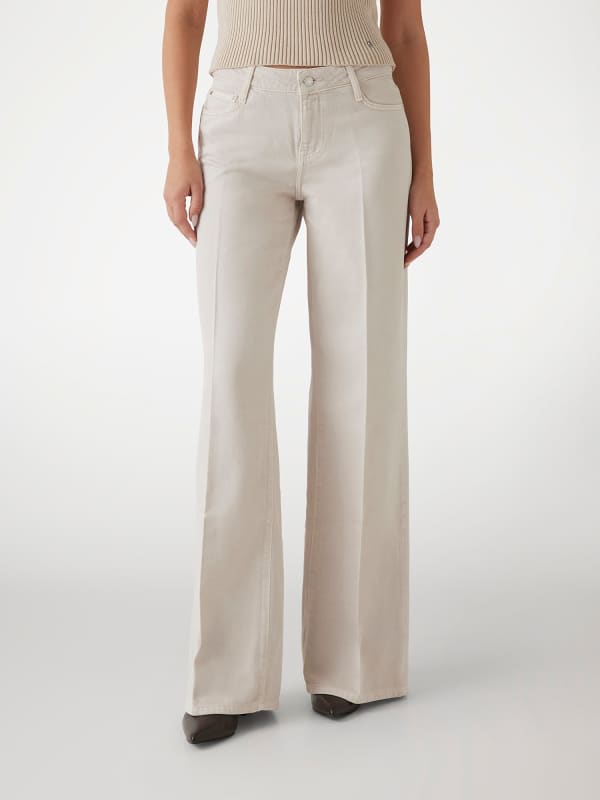 Hlače GUESS Palazzo Denim Pant Bež | W5RA96WFD53
