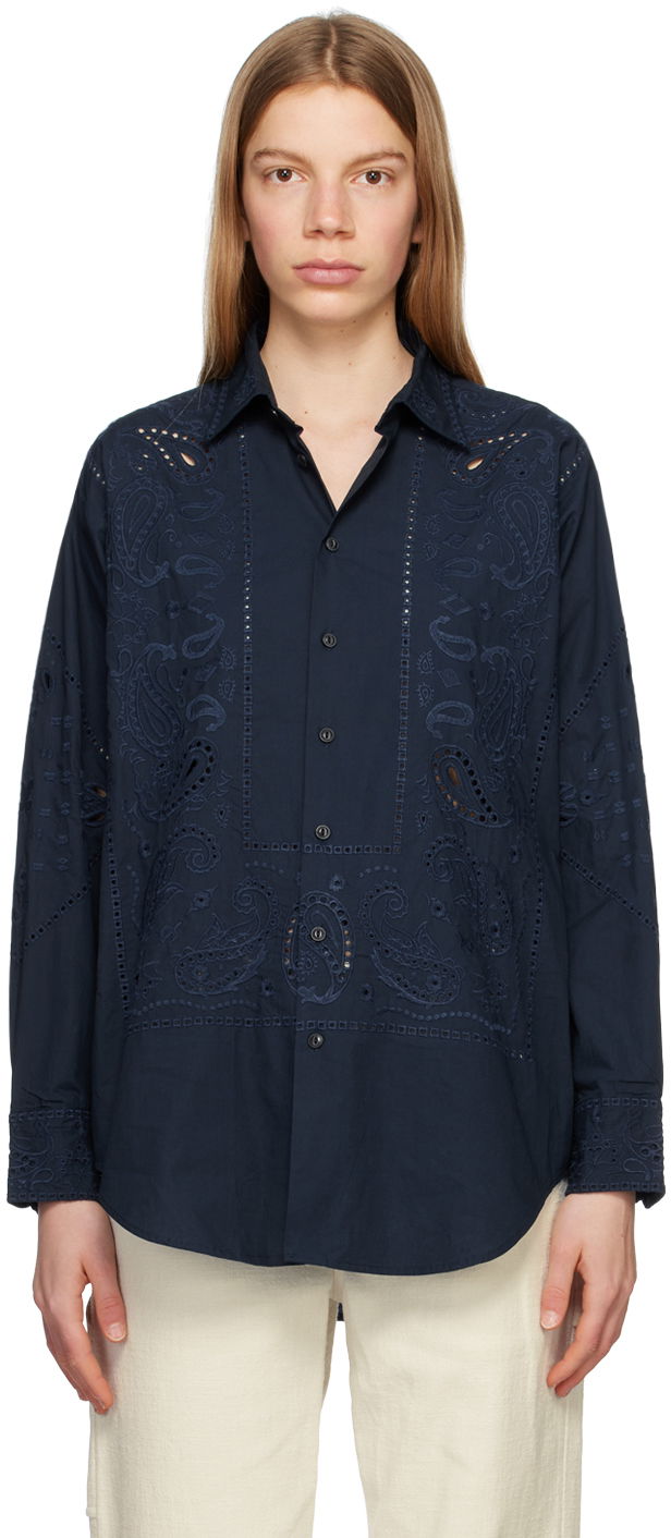 Srajce rag & bone rag & bone Vivian Embroidered Shirt Mornarica | WAW23PA0139Q13