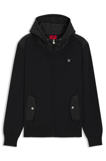 Jakna BOSS Regular-fit hooded jacket with quilted details Črna | 50547003