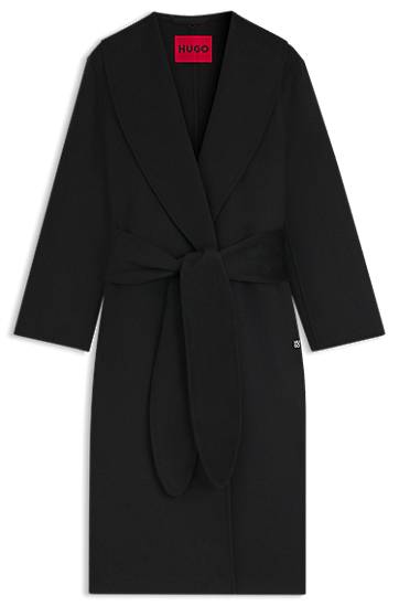 Plašči BOSS Relaxed-fit robe-style coat with tie-up belt Črna | 50546753