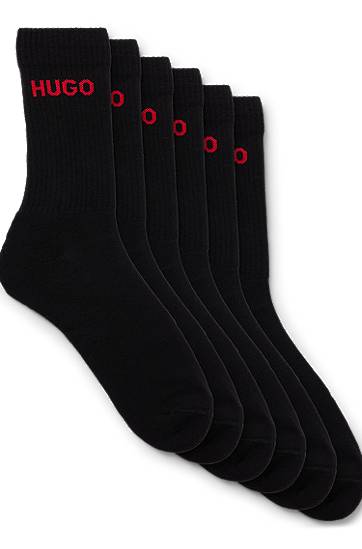 Nogavice BOSS Six-Pack of Quarter-Length Socks with Logo Detail by HUGO Črna | 50510187, 0
