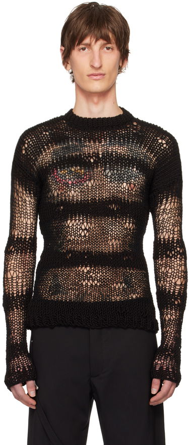 Pleteni pulover HELIOT EMIL Open Knit Sweater Črna | HE_M_07_039_BLK01, 0