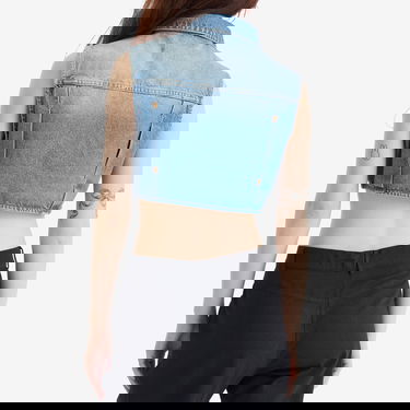 Telovnik DAILY PAPER Daily Paper Asola Sleeveless Cropped Denim Vest, Size Large Modra | 2511148, 3