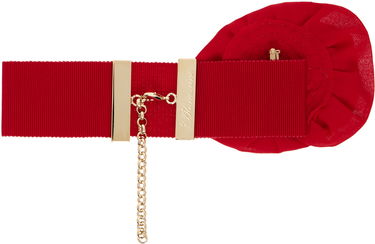 Pasovi Blumarine Blumarine Grosgrain Rose Choker with Gold Chain Črna | P522W332A, 2