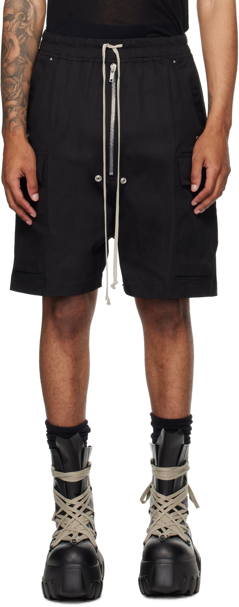 Kratke hlače Rick Owens Rick Owens Concordians Cargobela Shorts Črna | RU02E1360 TE