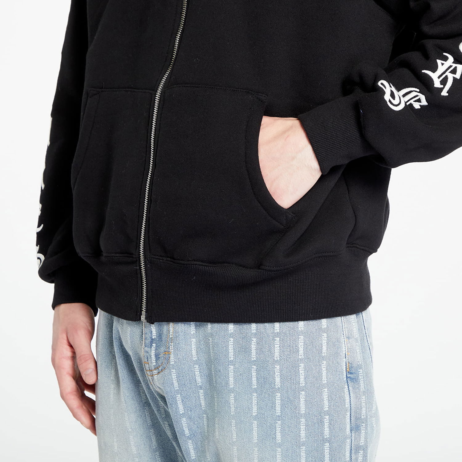 Pulover Pleasures Oe Zip Up Hoodie Črna | P23W038 BLACK, 1