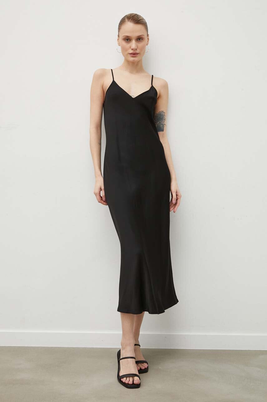 Obleke Samsoe Samsoe Samsoe Samsoe SASHARON Midi Slip Dress Črna | F10000026, 0
