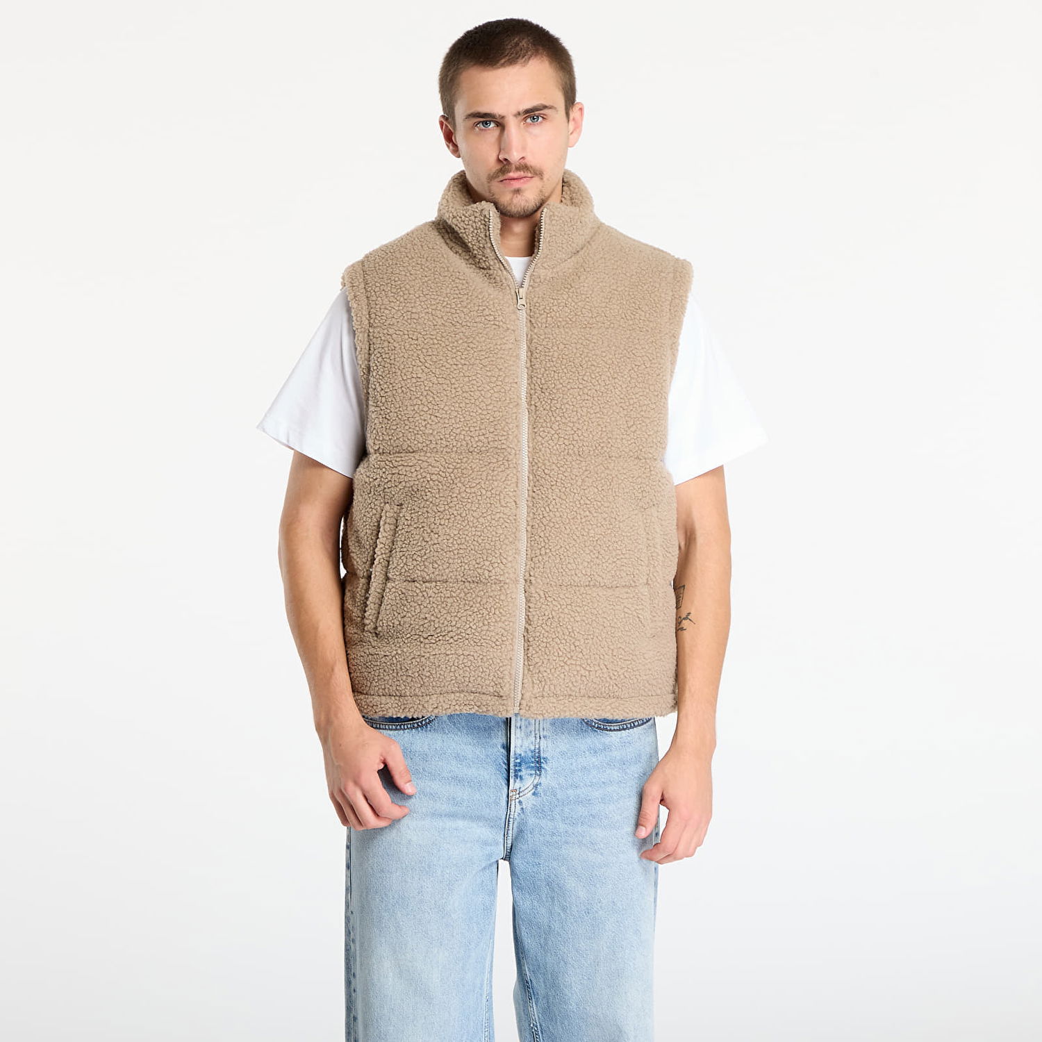 Telovnik Urban Classics Basic Teddy Puffer Vest Bež | TB7939-01279, 0