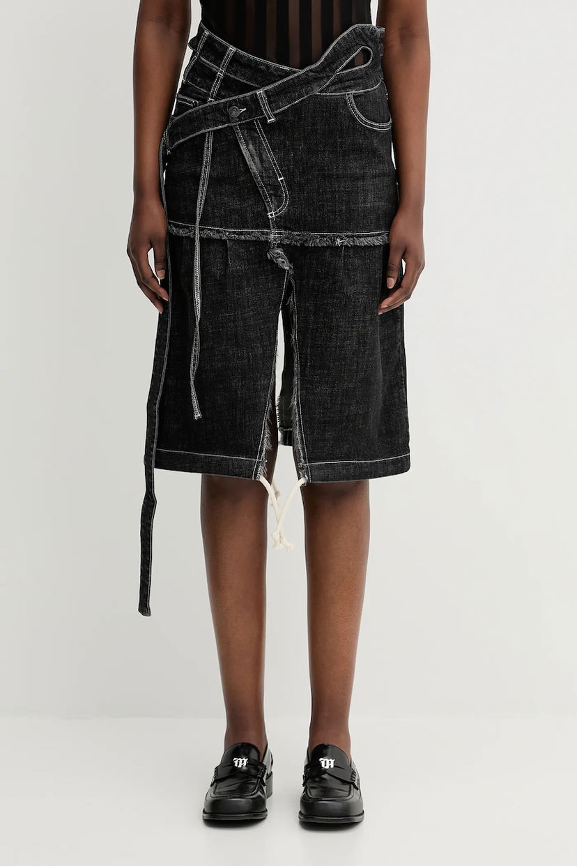 Krila Ottolinger Ottolinger Signature Wrap Midi Denim Skirt Črna | 117.301217.01
