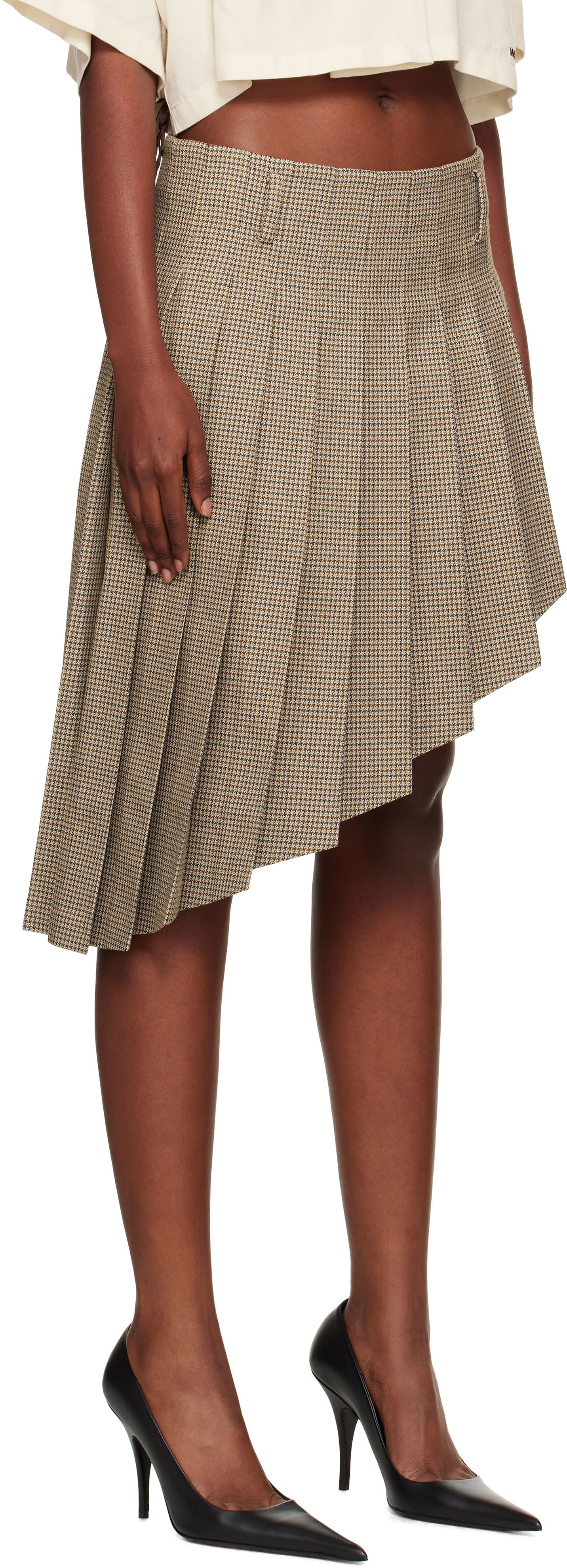 Krila We11done We11done Asymmetric Checked Midi Skirt Rjava | WD-SK2-25-276-W-BG, 1