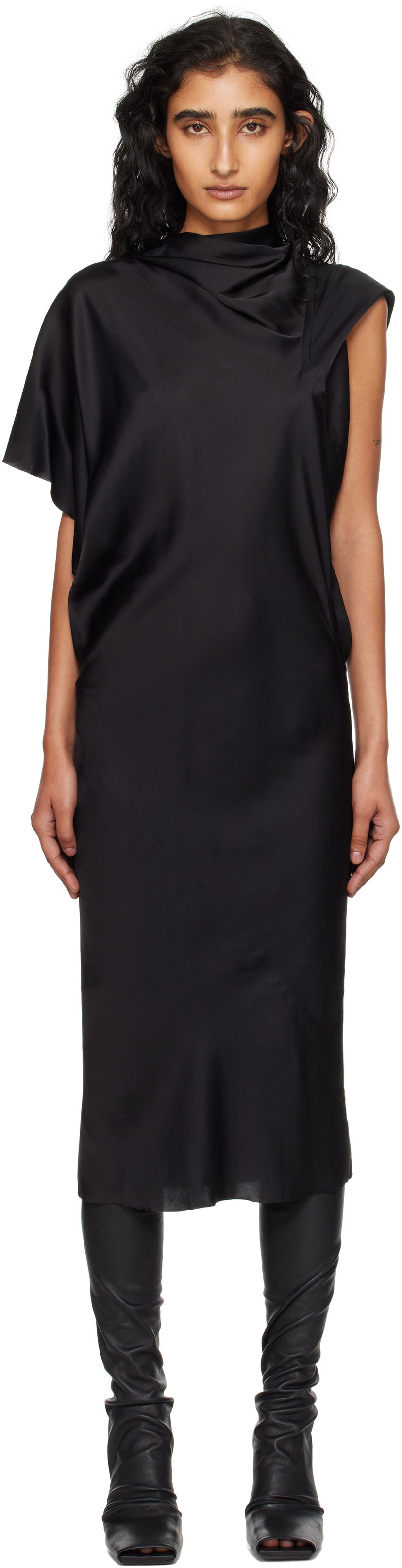 Obleke Rick Owens Rick Owens Concordians Seb Midi Dress Črna | RP02E4543 SCH