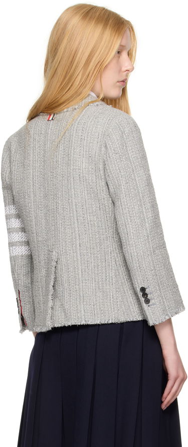 Jakna Thom Browne Thom Browne Tweed Fray 4-Bar Cropped Sack Blazer Siva | FBC788T-F0512, 2