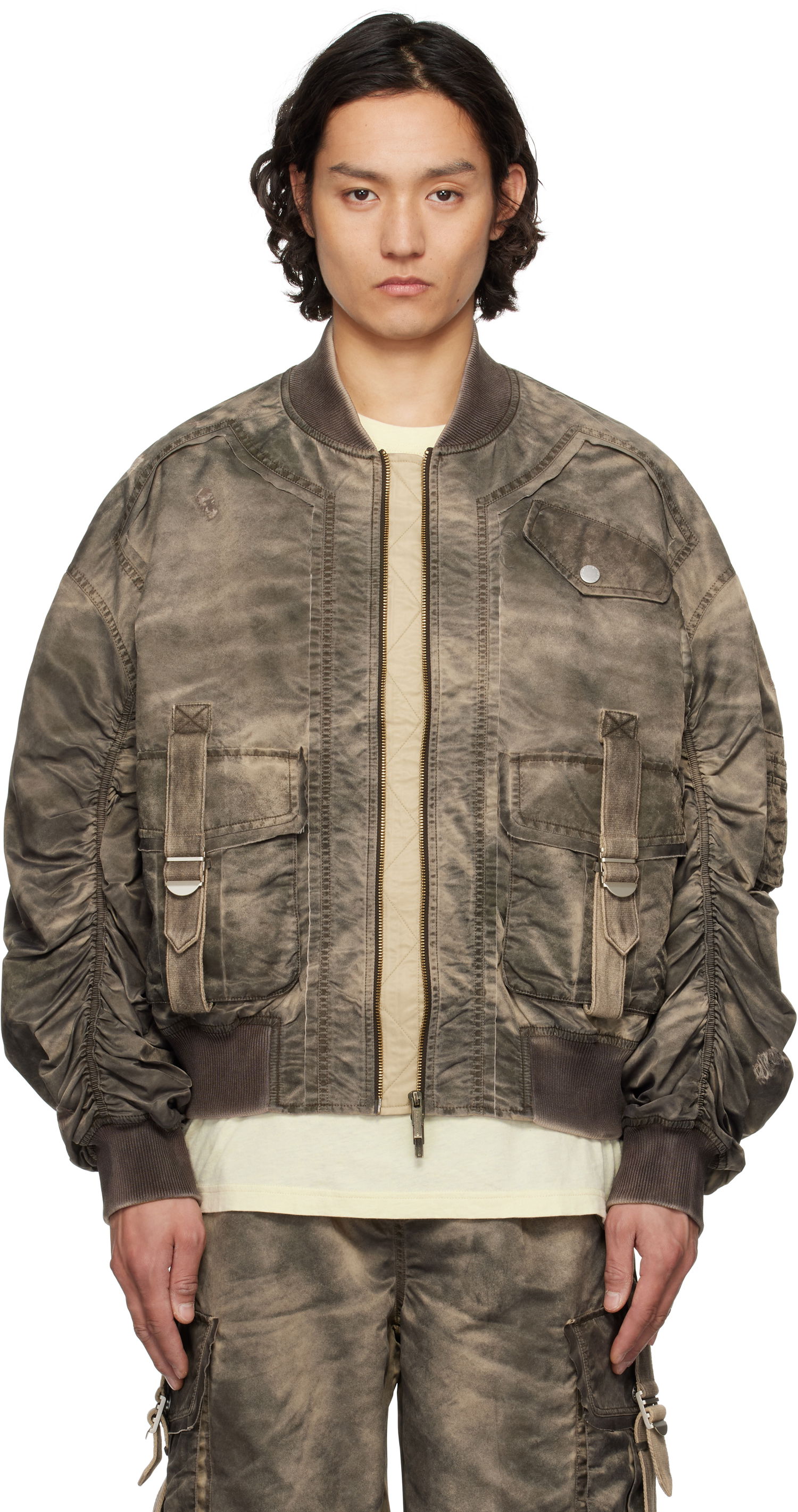 Bomber jakna Feng Chen Wang Feng Chen Wang Sandwashed Utility Bomber Jacket Rjava | FUS19JK04B, 0