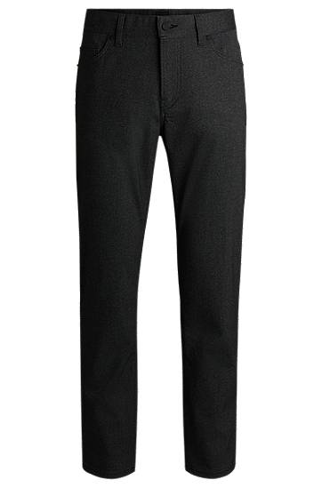Hlače BOSS Maine Regular-Fit Anti-Wrinkle Mouliné Twill Trousers Črna | 50519767