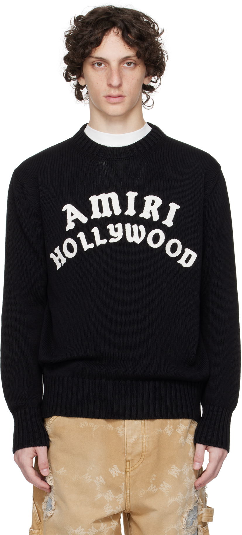 Pleteni pulover AMIRI Amiri Hollywood Crew Sweater Črna | AMKNCW1094