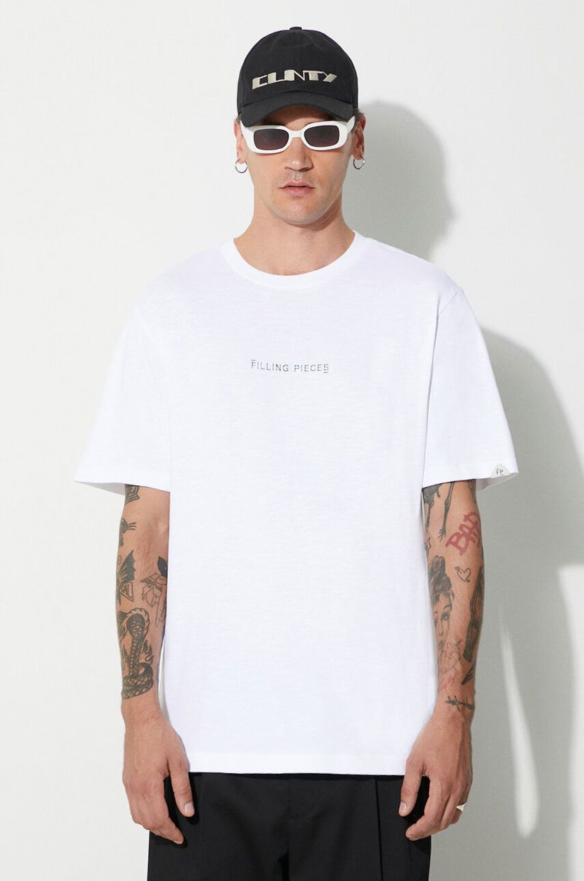 Majica Filling Pieces Carabiner T-Shirt With Print Bela | 74417051901