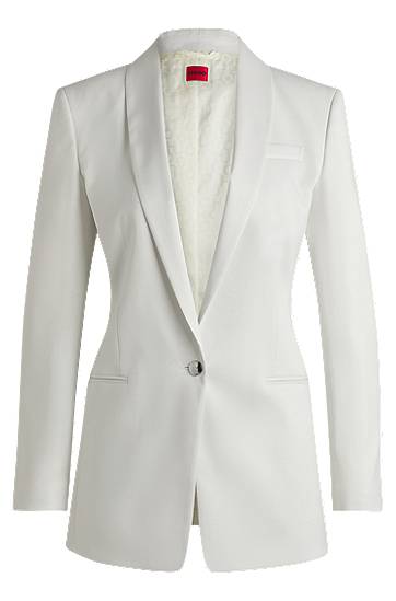 Jakna BOSS Shimmer Fabric Regular-Fit Blazer Bela | 50537759