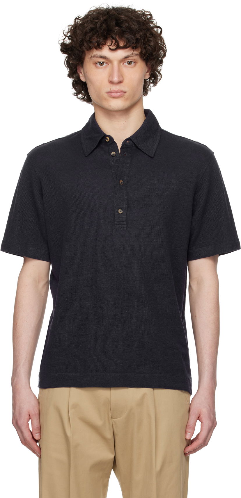 Polo majica Paul Smith Paul Smith Linen Piqué Polo Črna | M1R-446Z-P01764
