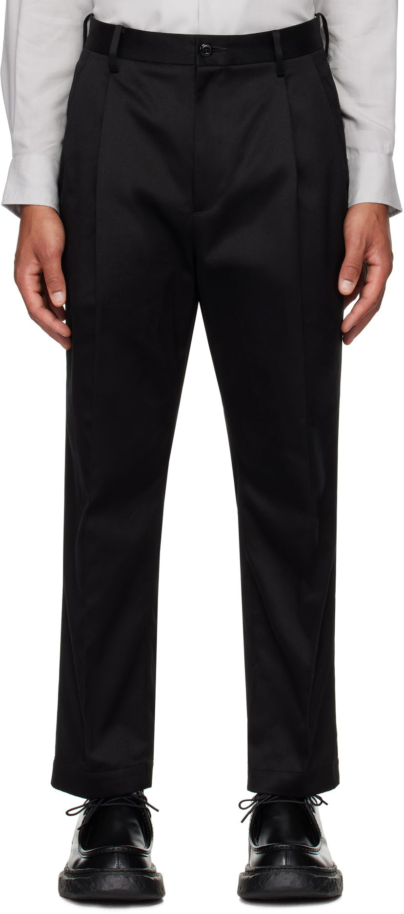 Hlače WACKO MARIA Double Pleated Chino Trousers Črna | 24FW-WMP-PT02