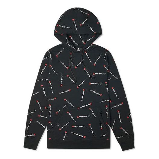 Pulover Converse Converse Love Pattern Full Print Hoodie Črna | 10022411-A01, 0