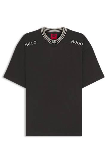 Majica BOSS RB cotton T-shirt with tipping and logos Črna | 50549604