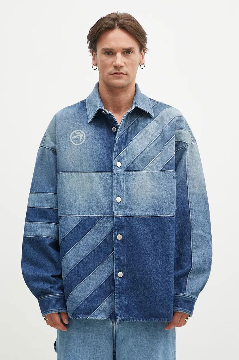 Srajce Ambush Patchwork Denim Shirt Oversize Modra | BMYD003F24DEN0014400