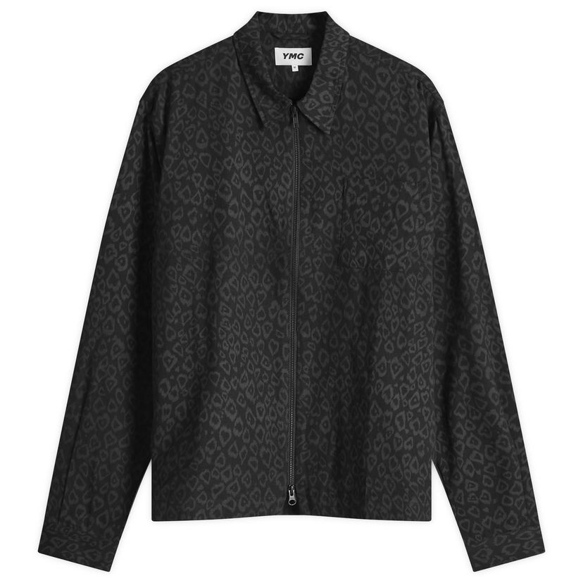 Srajce YMC Bowie Zip-Up Leopard Print Jacket Črna | P5XMK-01