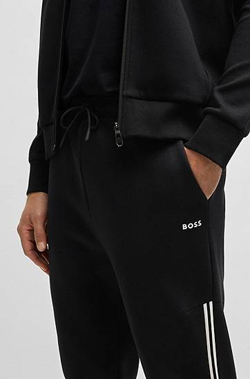 Trenirka BOSS Regular-Fit Tracksuit with Stripe Inserts Črna | 50533738, 1