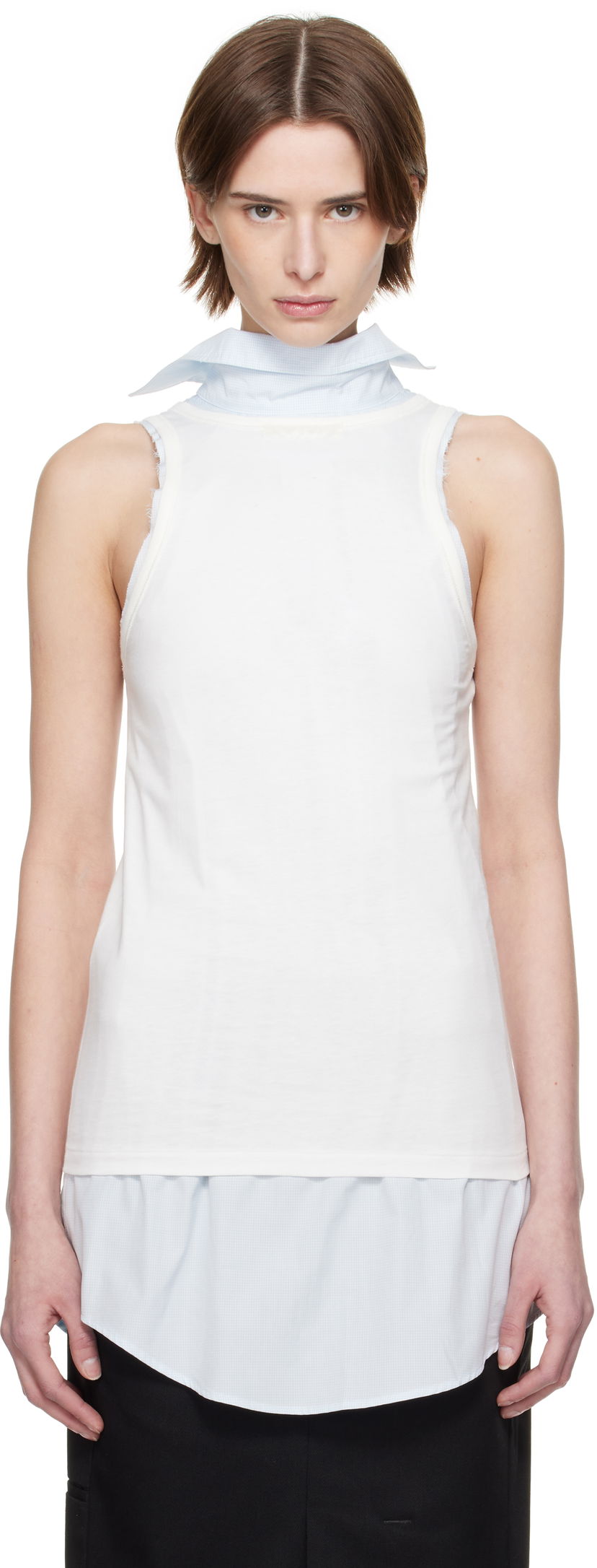 Majica brez rokavov Maison Margiela Maison Margiela Back To Front Check Sleeveless Top Bela | S51NL0046 MTJ027