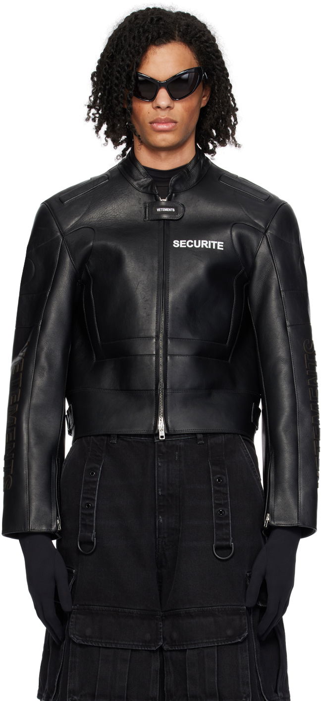 Jakna VETEMENTS Securite Motorcross Leather Jacket Črna | UE64JA910B