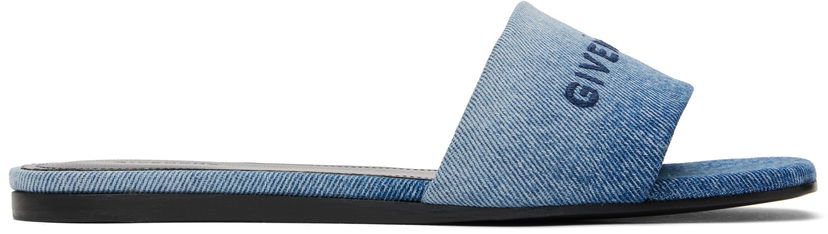Modni dodatki Givenchy Givenchy 4G Flat Denim Slides Modra | BE306FE2CC420