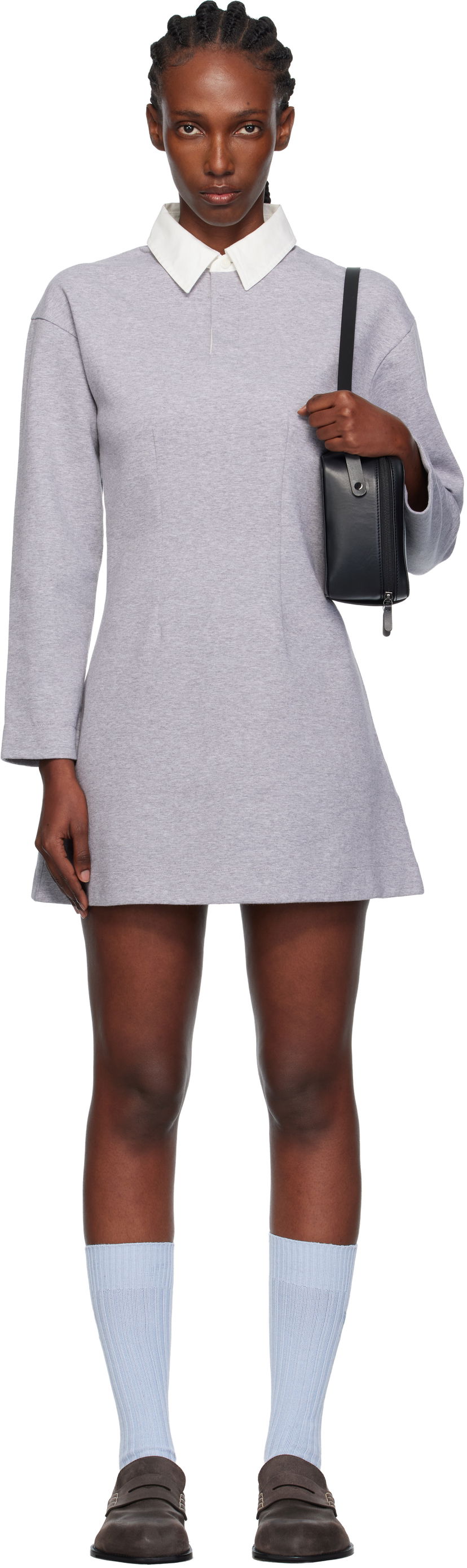 Obleke JW Anderson JW Anderson Long Sleeve Polo Midi Dress Siva | JD0047-PG1845