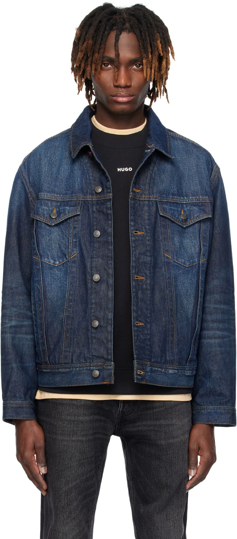 Jakna BOSS HUGO Adjustable Hem Denim Jacket Modra | 50530639