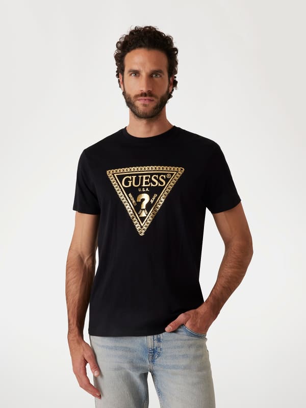 Majica GUESS Guess Chain Triangle Logo Tee Črna | M5RI49K9RM1