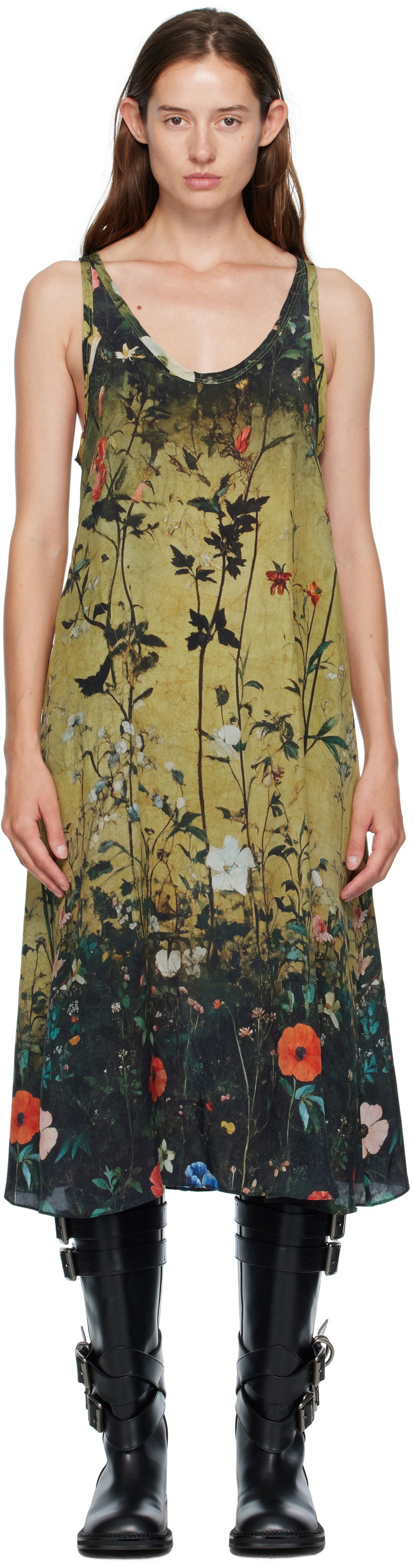 Obleke R13 R13 Floral Print Tank Midi Dress Večbarvna | R13WR296-R587A