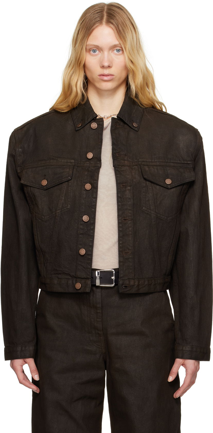 Jakna Entire Studios Entire Studios Shrunken Denim Jacket Rjava | ESU-S25-11002-MU