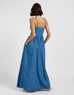 Obleke Lee Lee Corset Maxi Dress Modra | 112363488