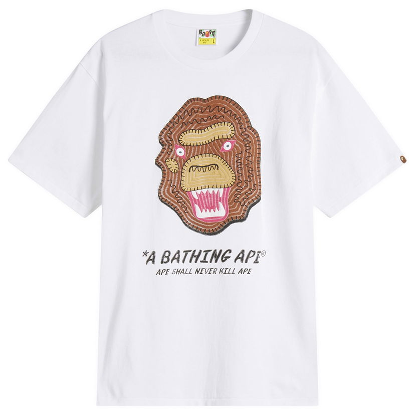 Majica BAPE A Bathing Ape Embroidery Souvenir Logo T-Shirt, Size Large Bela | 001TEL301049M-WHT