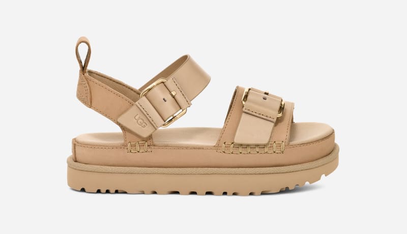 Superge in čevlji UGG Goldenstar Villa Leather Platform Buckle Sandals Bež | 1167392-MDSD