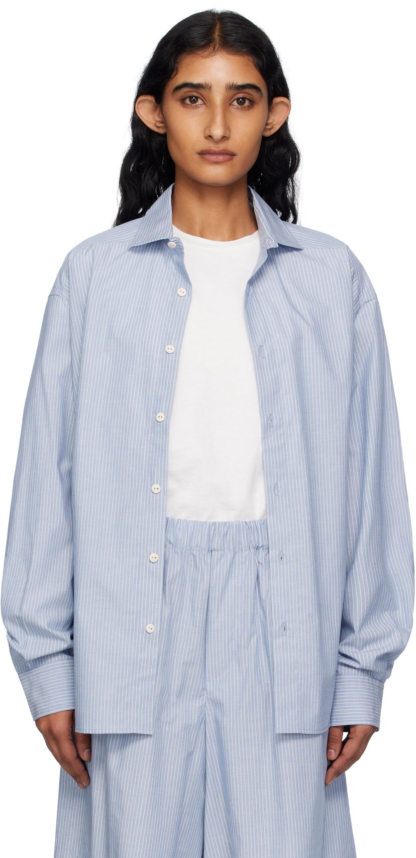 Srajce Baserange Baserange Claude Striped Shirt Modra | TSCL-PO-AU25