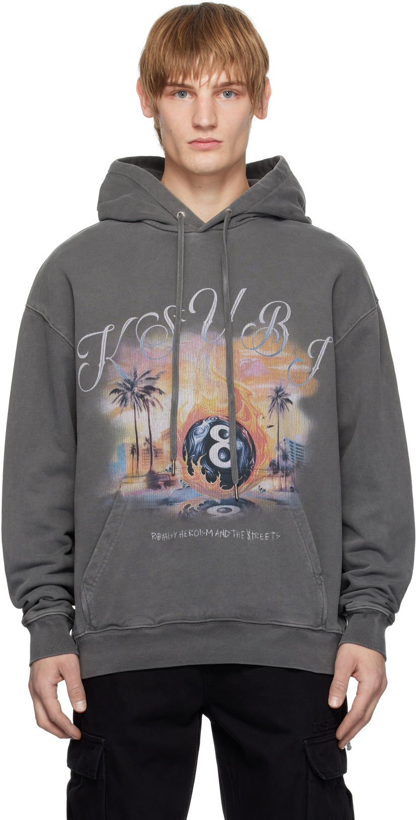 Pulover Ksubi World Order Graphic Print Hoodie Siva | MPS25FL012
