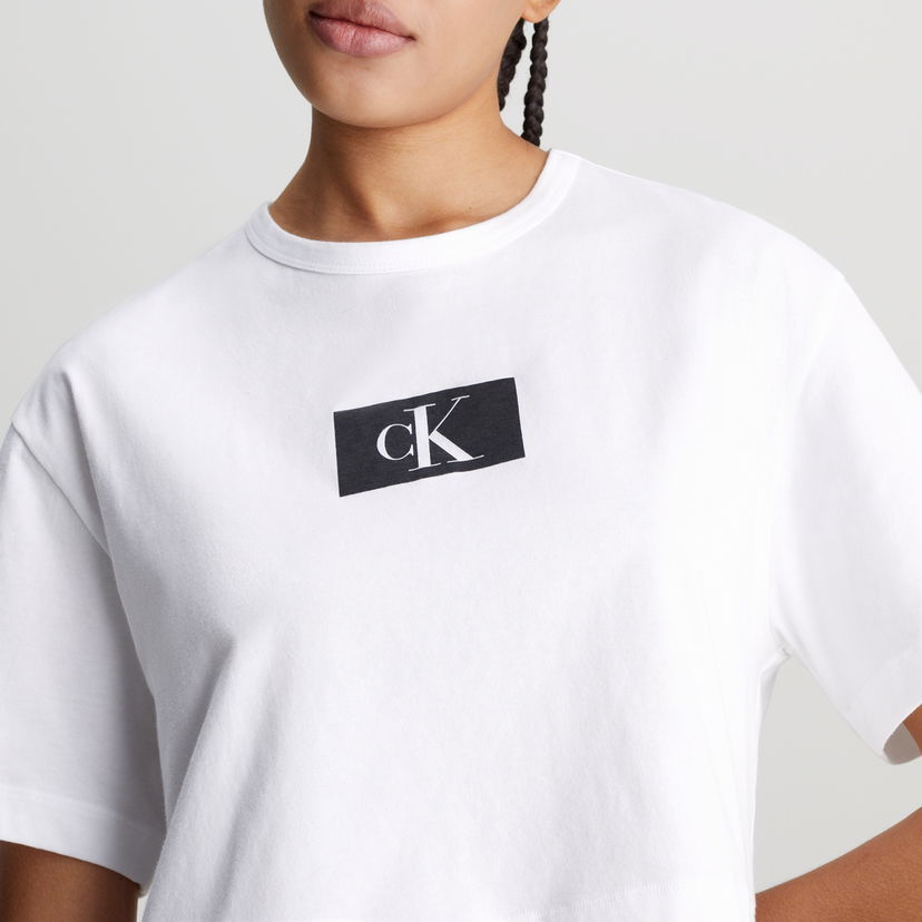 Majica CALVIN KLEIN 1996 Logo-Print Cotton-Jersey Bela | 000QS7180ELOC
