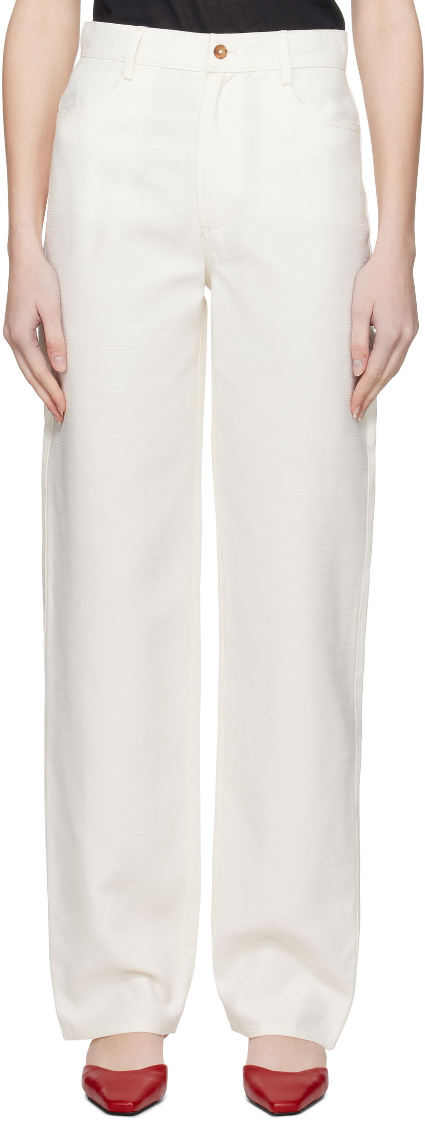 Hlače Loulou de Saison Loulou de Saison Ardea Trousers Bela | ARDEA