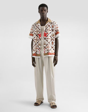 Hlače Dolce & Gabbana Dolce & Gabbana Poplin Drawstring Cropped Trousers Bela | GP153ZFUEFJA3791, 3