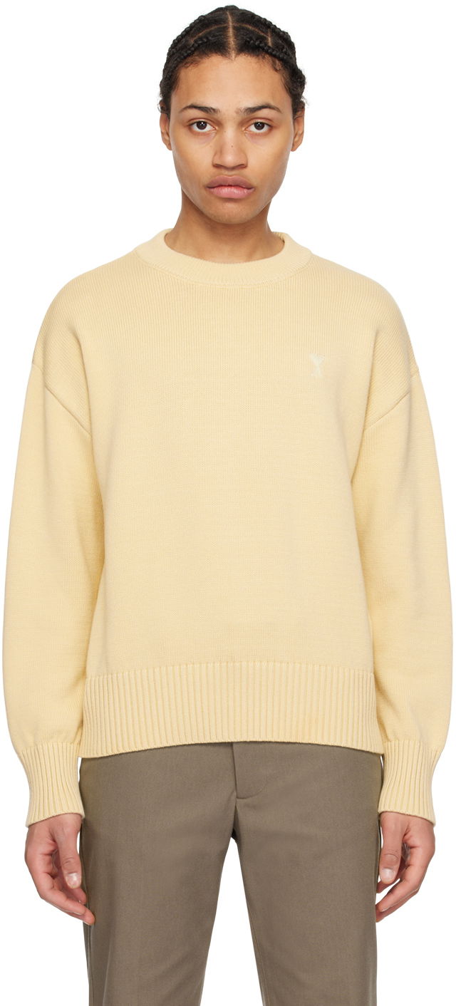 Pleteni pulover AMI Paris de Cœur Sweater Bež | UKS028.016
