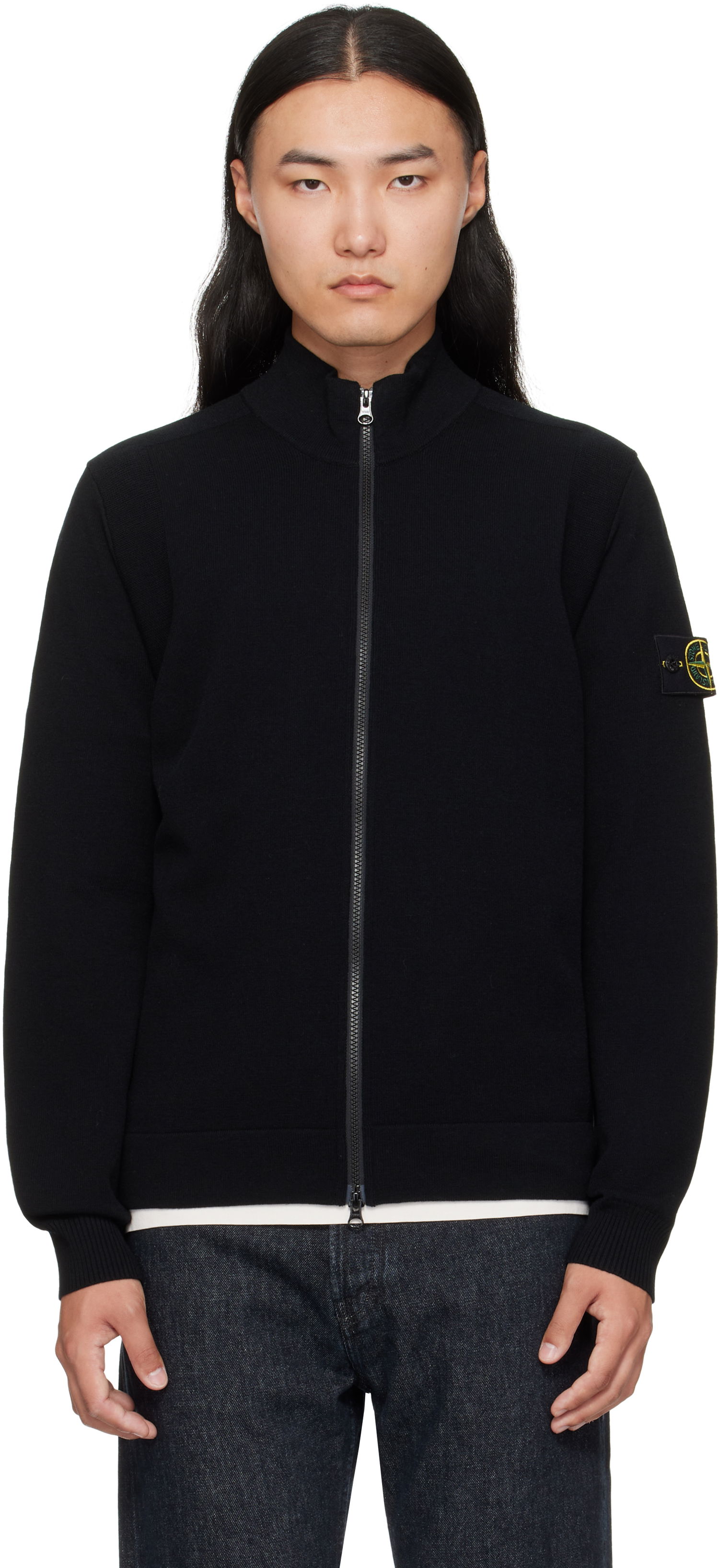 Pulover Stone Island Stone Island Stretch RWS Wool Zip-Up Sweatshirt Črna | K2S15 5100062 S00A1, 0