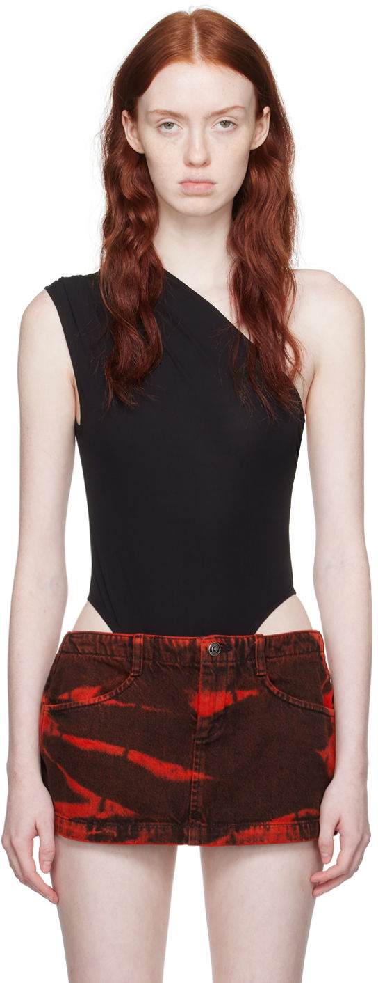 Bodi Miaou Miaou Jade One Shoulder Bodysuit Črna | 6005VCJBLK